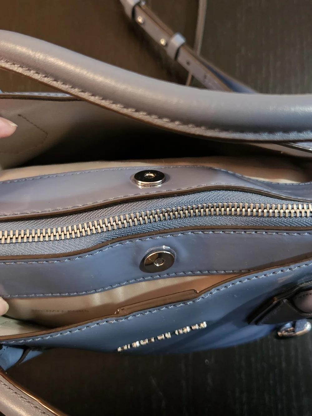 Michael Kors Blue Patent Dome Satchel